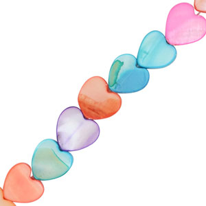 Perles coquillage c&oelig;ur Multicolore