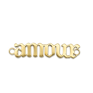 Breloques en acier Inox connecteur ''amour'' Dor&eacute;