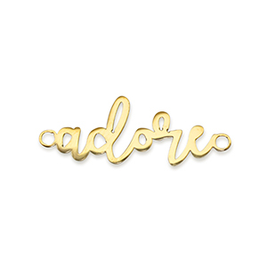 Breloques en acier Inox connecteur ''adore'' Dor&eacute;