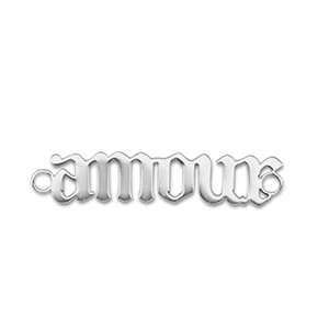 Breloques en acier Inox connecteur ''amour'' Argent&eacute;