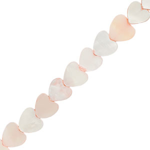 Perles coquillage c&oelig;ur Rose clair