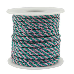 Cordon tress&eacute; tendance 3.5mm Bleu-rose-argent&eacute;