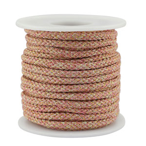 Cordon tress&eacute; tendance 3.5mm Blanc cass&eacute;-rose-dor&eacute;