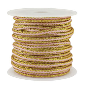 Cordon tress&eacute; tendance 2.3mm Rose clair-dor&eacute;
