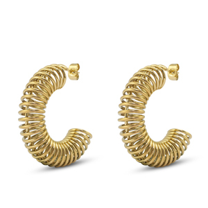 Boucles d'oreilles / puces en acier Inox Dor&eacute;