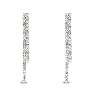Boucles d'oreilles / puces en acier Inox avec strass irr&eacute;guliers Argent&eacute;