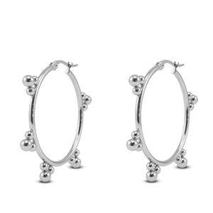 Boucles d'oreilles en acier Inox cr&eacute;oles Argent&eacute;