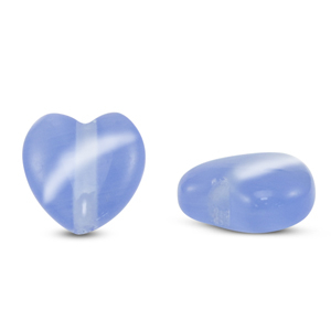 Perles en verre Oeil de chat coeur Bleu lavande