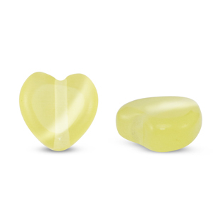 Perles en verre Oeil de chat coeur Jaune