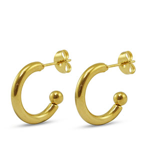 Boucles d'oreilles puces en acier Inox Dor&eacute;