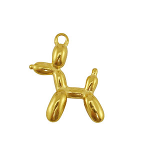 Breloques en acier Inox chien ballon Dor&eacute;
