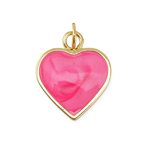 M&eacute;tal TQ laiton breloques coeur Dor&eacute;-rose fonc&eacute; marbr&eacute;