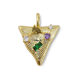 M&eacute;tal TQ laiton breloques zirconium triangle Dor&eacute;-multicolore