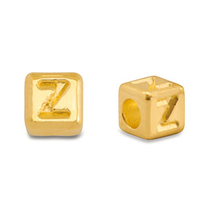 Perles alphabet en m&eacute;tal DQ Z Dor&eacute; (sans nickel)