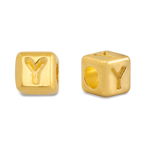 Perles alphabet en m&eacute;tal DQ Y Dor&eacute; (sans nickel)