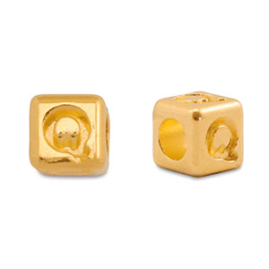 Perles alphabet en m&eacute;tal DQ Q Dor&eacute; (sans nickel)