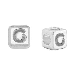 Perles alphabet en m&eacute;tal DQ G Argent&eacute; antique (sans nickel)