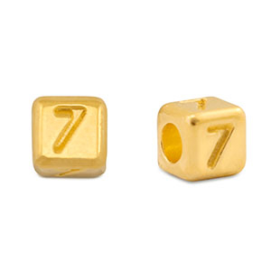 Perles alphabet en m&eacute;tal DQ 7 Dor&eacute; (sans nickel)