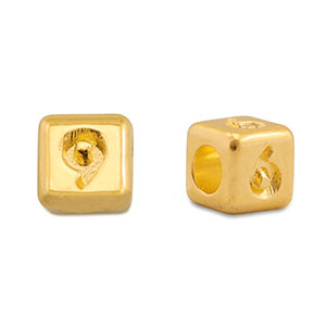 Perles alphabet en m&eacute;tal DQ 6/9 Dor&eacute; (sans nickel)