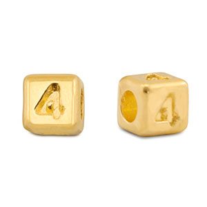 Perles alphabet en m&eacute;tal DQ 4 Dor&eacute; (sans nickel)