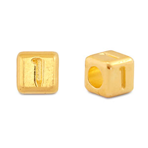Perles alphabet en m&eacute;tal DQ 1 Dor&eacute; (sans nickel)