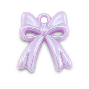 Breloques acrylique n&oelig;ud Violet lilas-pearl shine coating