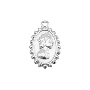 Breloques en acier Inox femme avec couronne Argent&eacute;