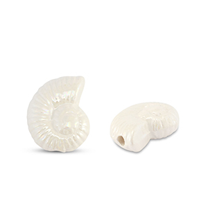 Perles en c&eacute;ramique DQ grecque coquille Blanc