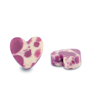 Pierres naturelles perles c&oelig;ur Violet-blanc-marron