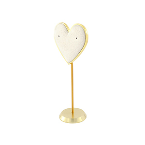 Pr&eacute;sentoir bijoux en forme de c&oelig;ur pour boucles d'oreilles Blanc cass&eacute;-dor&eacute;