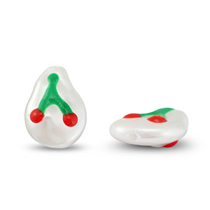 Perles acryliques cerises Perle-vert-rouge