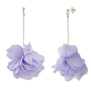 Boucles d'oreilles tendance fleur en mousseline Lavande-dor&eacute;