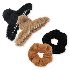 Accessoires cheveux chouchou polaire noir-marron