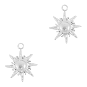 Breloques en acier Inox soleil Argent&eacute;
