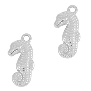 Breloques en acier Inox hippocampe Argent&eacute;