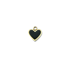 Breloques en acier Inox coeur Dor&eacute;-noir