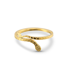 Bagues en acier Inox serpent Dor&eacute;