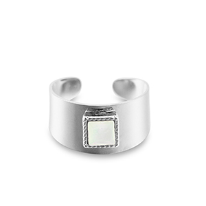 Bagues en acier Inox carr&eacute; Argent&eacute;-blanc