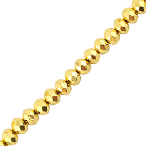 Perles &agrave; facettes 4x3mm disque Dor&eacute; m&eacute;tallique