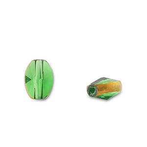 Perles en verre ovale Vert transparent-dor&eacute;