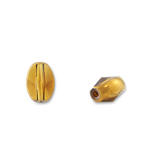 Perles en verre ovale Jaune transparent-dor&eacute;