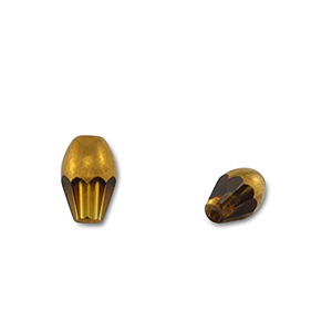 Perles en verre ovale Jaune transparent-dor&eacute;