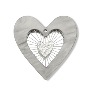 Pendentifs accroche-regard coeur Gris-argent&eacute;