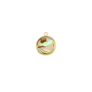 Pendentifs en r&eacute;sine avec imitation de coquille rond Dor&eacute;-taupe