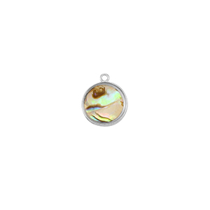 Pendentifs en r&eacute;sine avec imitation de coquille rond Argent&eacute;-taupe
