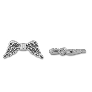 Perles en acier inox ailes d'anges Argent&eacute;