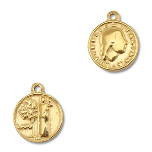 Breloques en acier Inox monnaie Dor&eacute;