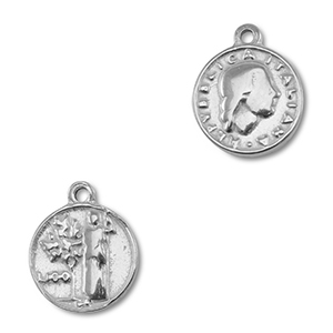 Breloques en acier Inox monnaie Argent&eacute;