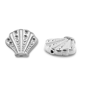 Perles en acier Inox coquille Argent&eacute;