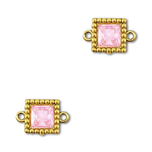 Connecteurs en acier Inox zirconium carr&eacute; Dor&eacute;-rose clair
